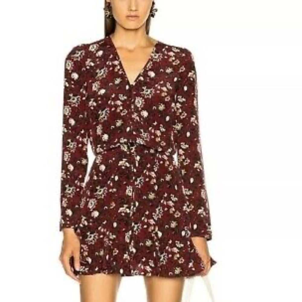 Veronica Beard Floral Riggins 100% Silk Dress V-Neck Button Down Size 10